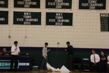 Boys' tennis team unveils 5th consecutive state championship banner